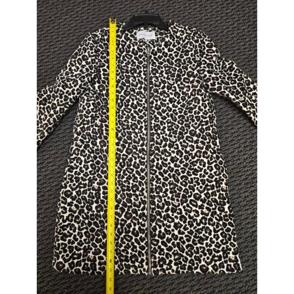 Cupcakes & Cashmere Womens Jacquard Leopard Print Long Jacket Blazer M Lined - Picture 5 of 8